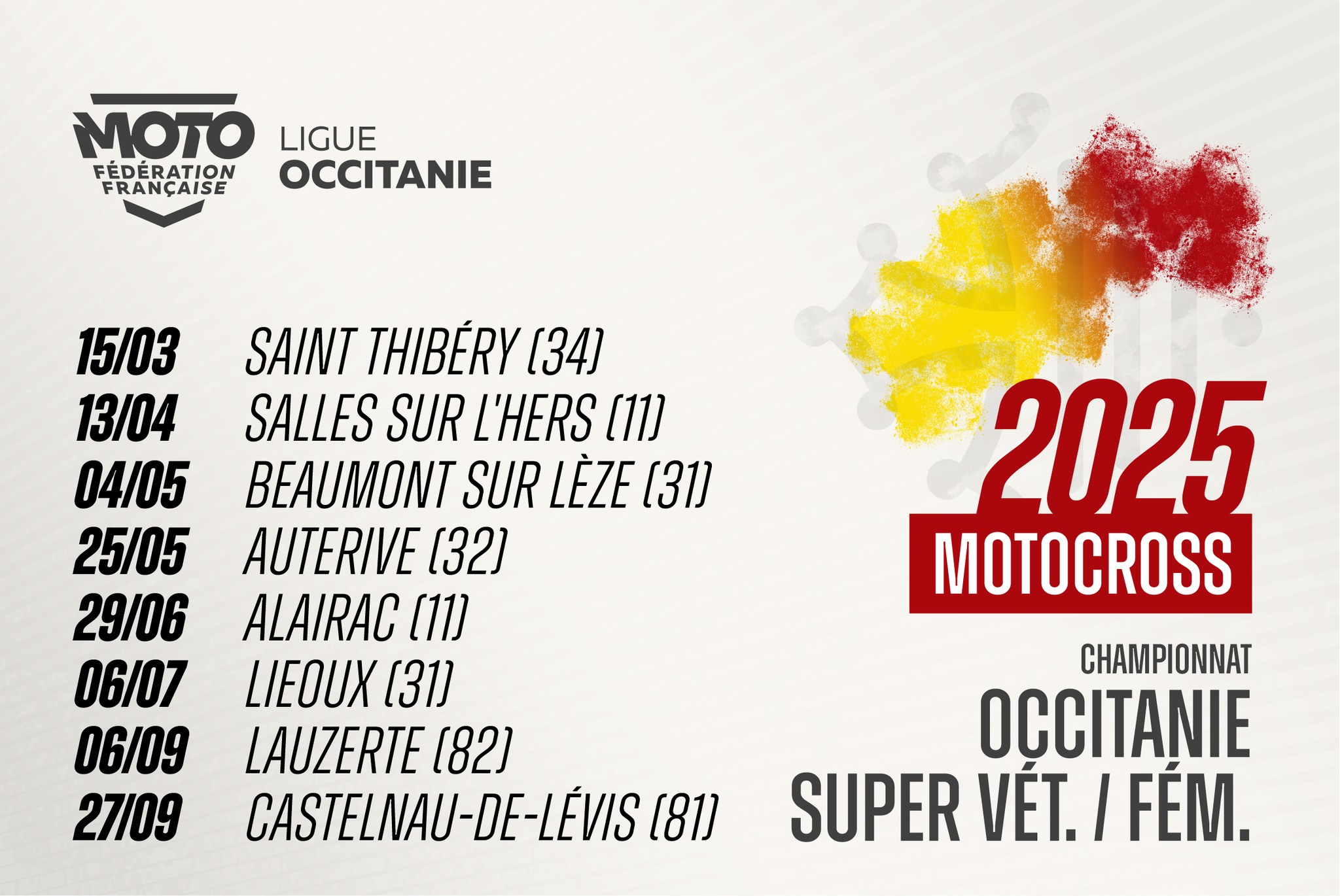 Championnat Motocross 2025 Ligue Occitanie Super Vétéran et Féminin 