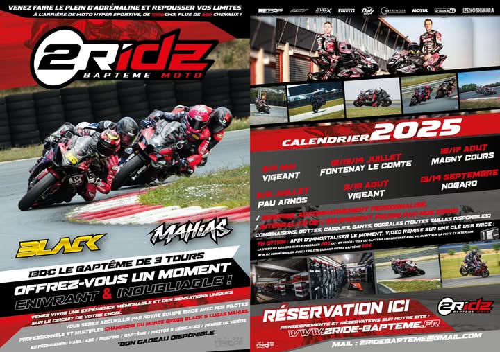 Calendrier 2025 de 2Ride Baptême Moto