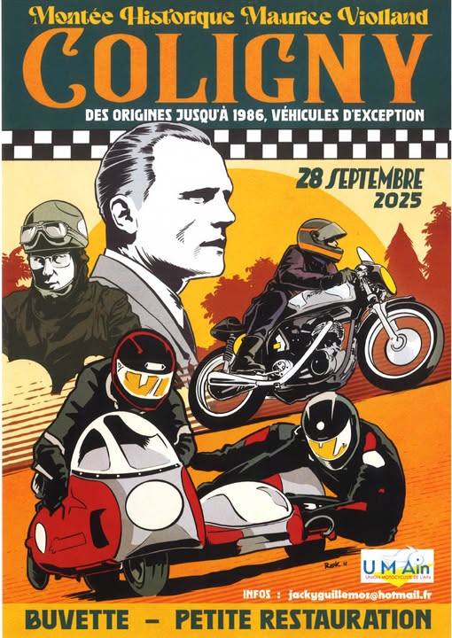 Démonstration de véhicules anciens, motos et side-cars, prévue à Coligny