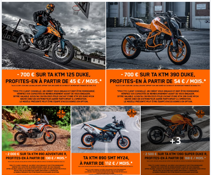 Profitez d’offres exceptionnelles sur votre future KTM