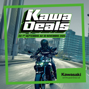 KAWA DEALS 2025 ! Du 1er septembre au 30 novembre, profitez jusqu’à 3 300 € d’avantage client* sur une sélection de modèles Kawasaki !