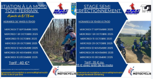 Voici les dates pour les séances initiation et les stages semi perfectionnement