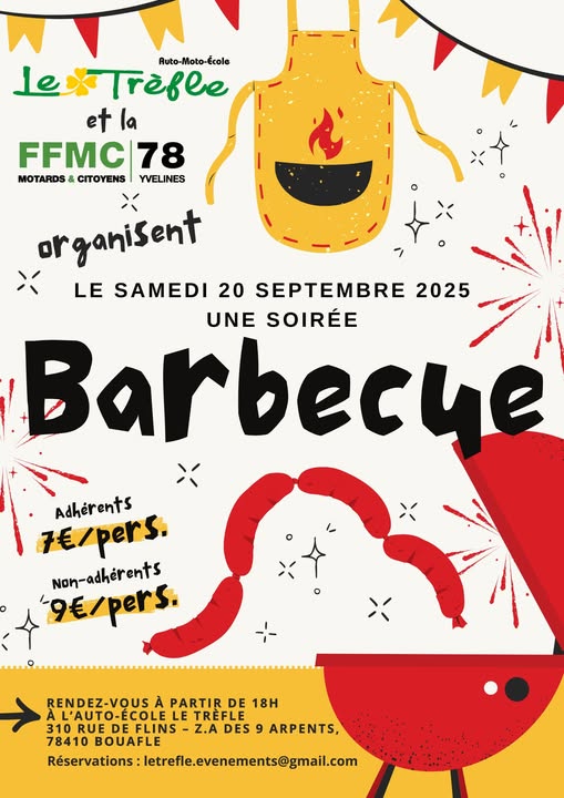 Soirée barbecue avec la FFMC 78 et l'auto/moto école le Trèfle