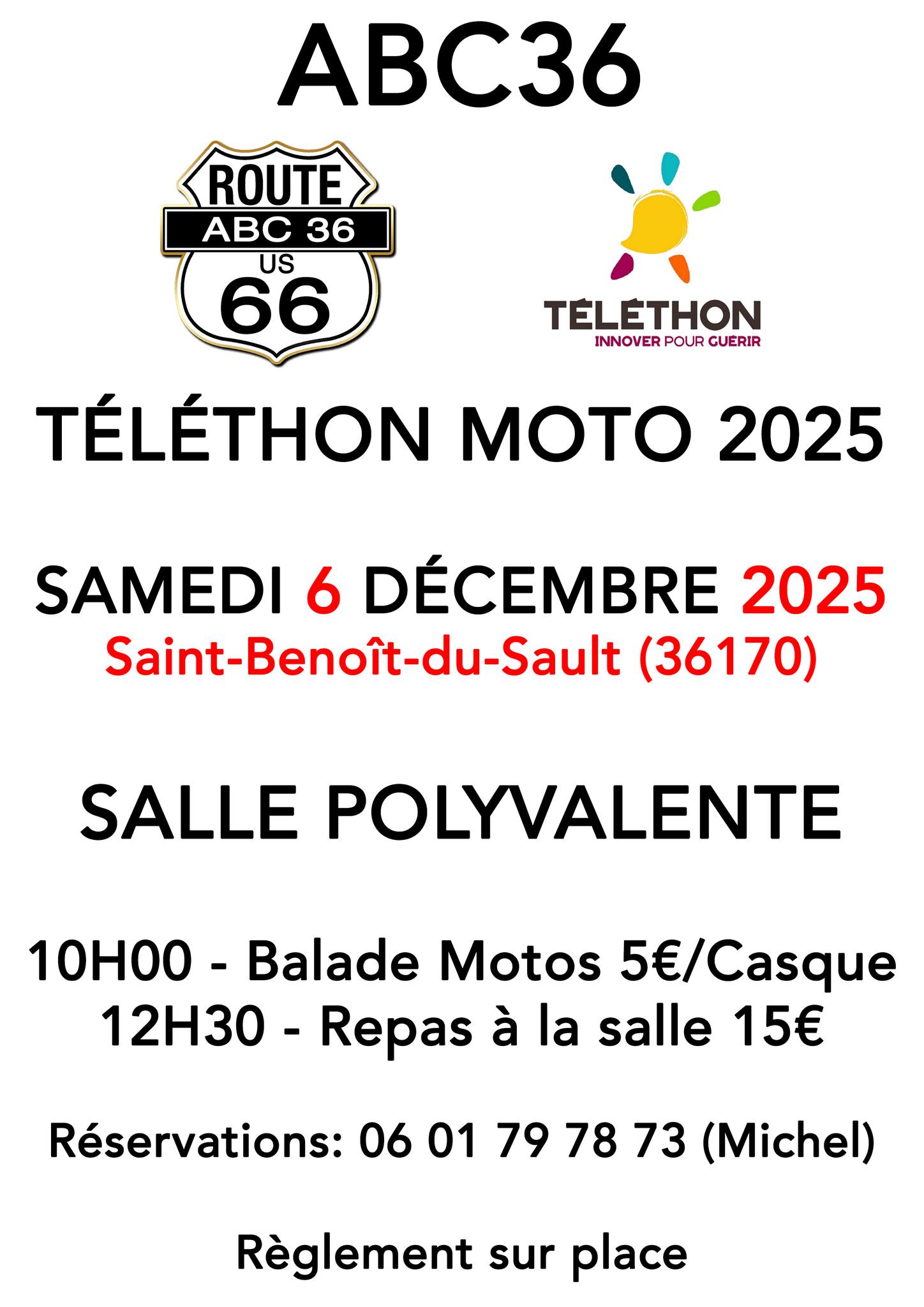 Balade moto ABC 36 pour le Téléthon 2025