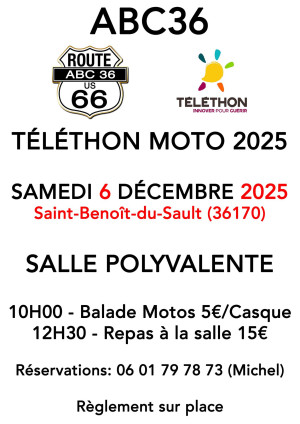 Balade moto ABC 36 pour le Téléthon 2025