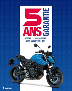 5 ans de garantie sur toutes les motos Suzuki chez Olby Motos 