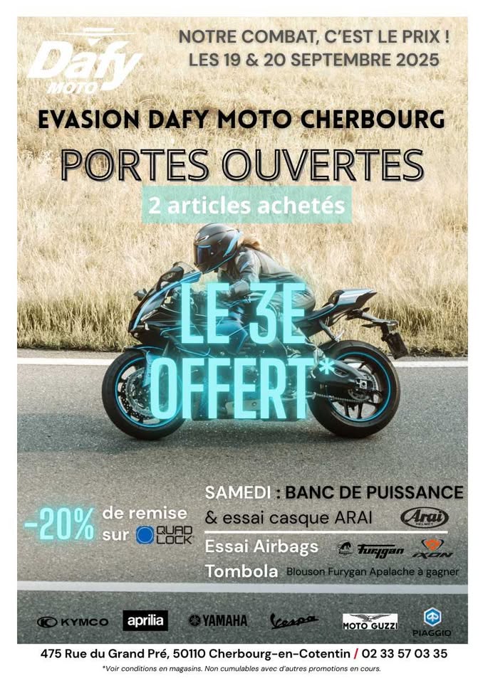 Portes Ouvertes spéciales Fin de saison chez Evasion Moto / Dafy Moto Cherbourg
