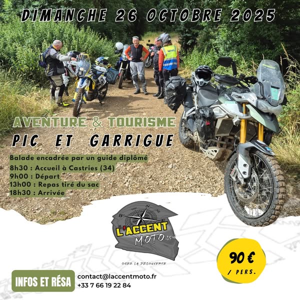 Rando Touristique Offroad « Entre Pic et Garrigue » proposée par l'Accent Moto
