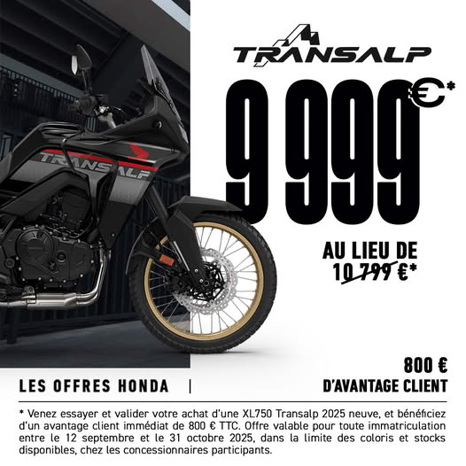 Remise exceptionnelle sur la Transalp dans tout le réseau Honda