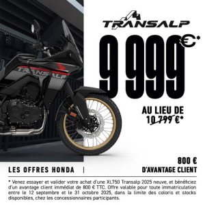 Remise exceptionnelle sur la Transalp dans tout le réseau Honda