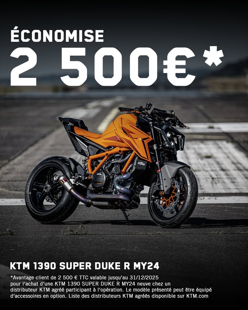 Choisis ton modèle KTM : Des offres exceptionnelles t'attendent, en concession jusqu'au 31/12/2025.