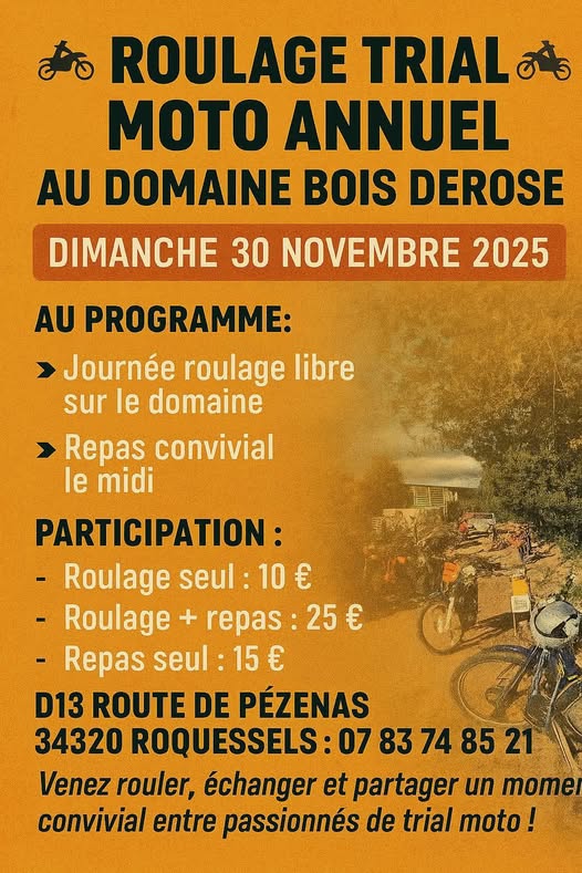 Roulage trial moto annuel au Domaine de Bois de Rose (34)