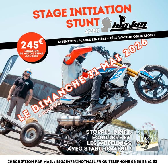 Initiation à l'acrobatie moto (Stunt) avec BigJim