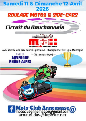 Journées de Roulage Moto et side-car sur le circuit du Bourbonnais