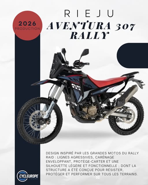 Découvrez l’Aventura Rally 307 Rieju chez Cycleurope Tours