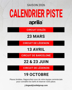 Calendrier de roulage sur piste de Suttel Racing Mauguio