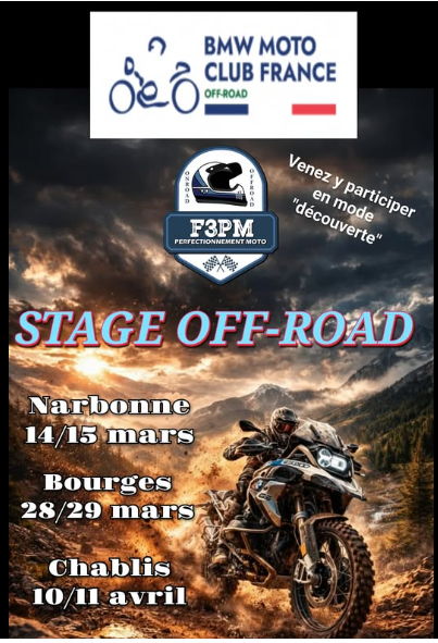 La section Off Road du BMW Moto Club France vous propose des formations avec 2 niveaux