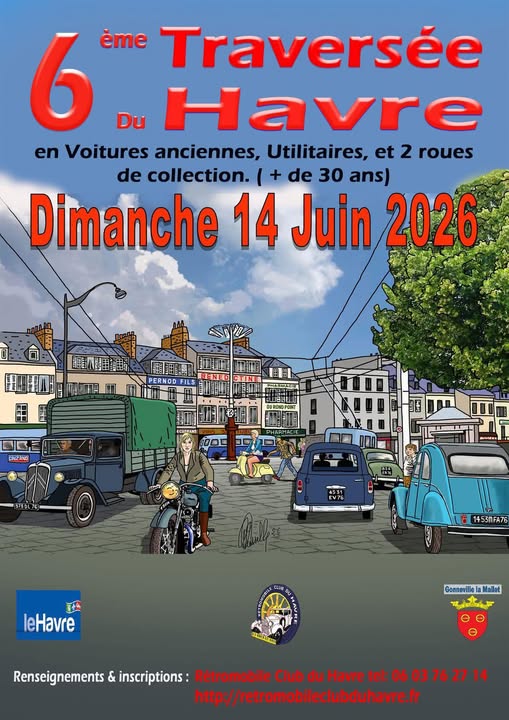 6ème traversée du Havre en voitures anciennes, utilitaires et 2 roues de collection