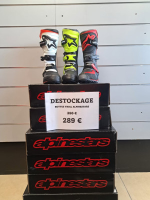 DESTOCKAGE EXCEPTIONNEL – BOTTES ALPINESTARS ! Profitez d’une offre exclusive sur les bottes de trial Alpinestars x Jitsie Limited Edition !