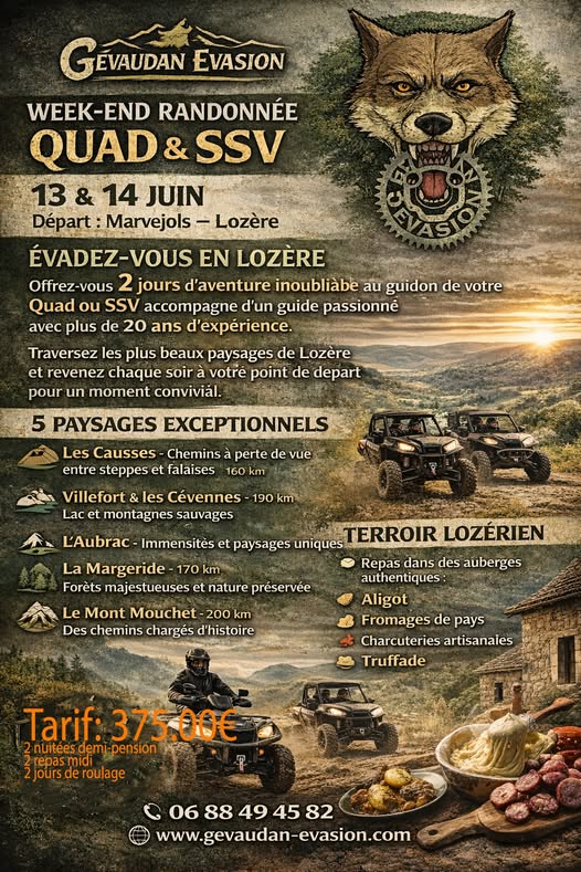 Week-end Randonnée Quad & SSV à Marvejols - Occitanie