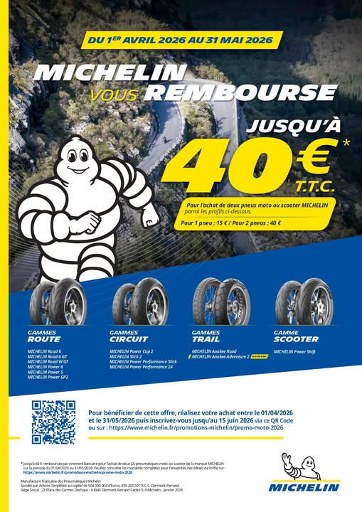 Profitez d’un remboursement exceptionnel sur vos pneus moto & scooter