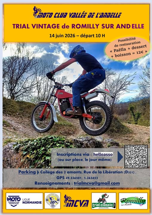 Ne manquez pas l’épreuve de « Trial Vintage de Romilly sur Andelle / Trophée Grand Ouest »