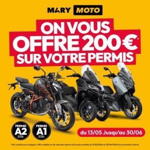 Jusqu'à 200 euros de remise sur votre permis moto A1 ou A2*